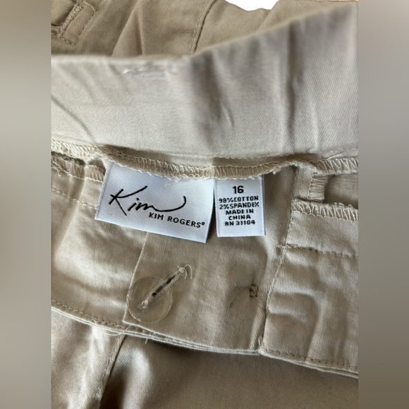 NWT KIM ROGERS KHAKI COMFORT CASUAL CAPRI PANTS. SZ 16 BELT LOOPS AND ZIPPER - Picture 7 of 10